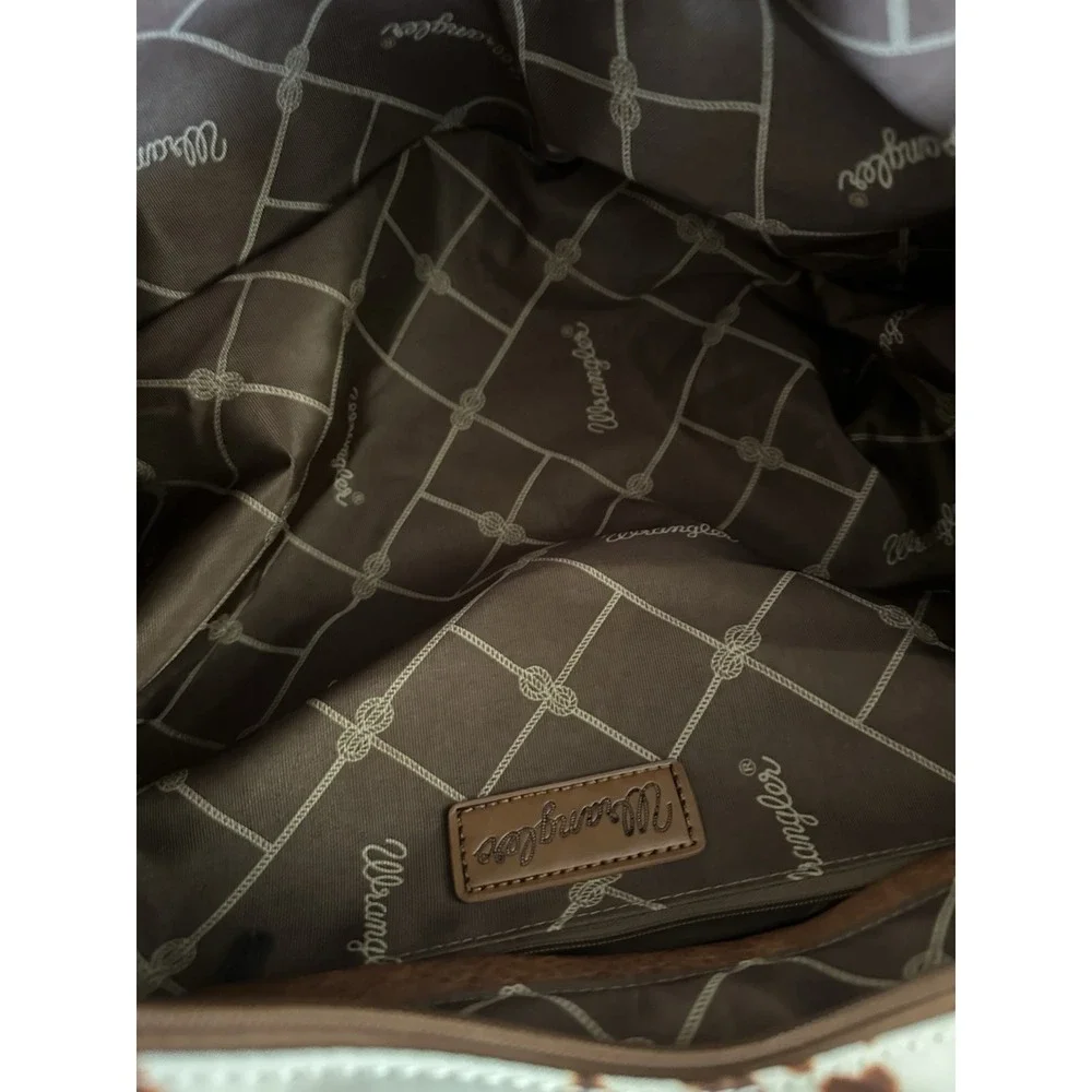 Wrangler Cow Print Weekender Duffel Bag Western Travel Carry On Brown Cream